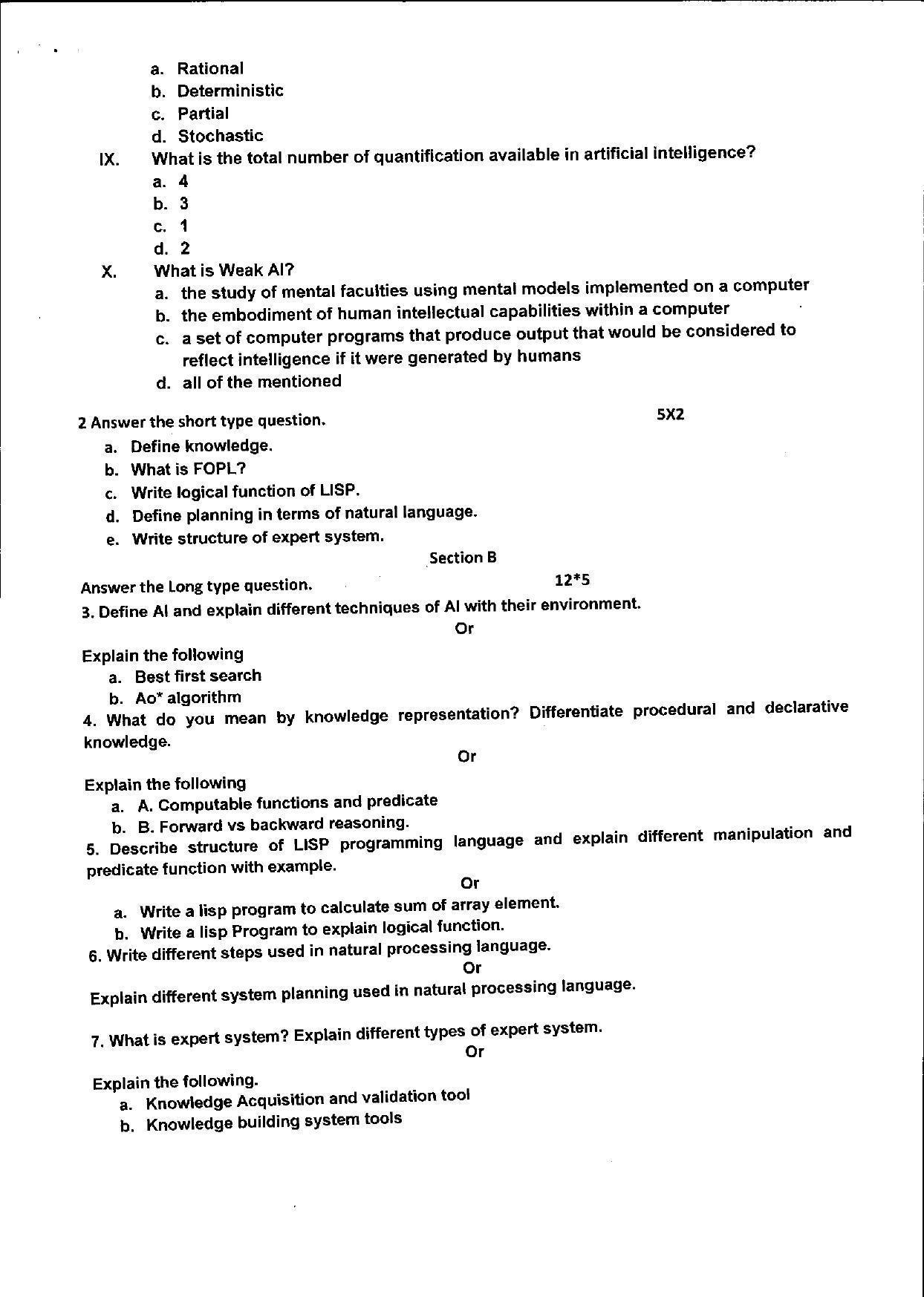 Bilaspur University Question Paper June 2022:Master of Science In Information Technology (Second Semester) AI & Expert Systems paper 1 - Page 2