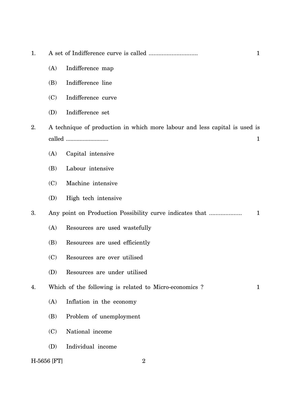 Goa Board Class 12 Economics (CWSN) (March 2022) Question Paper - Page 2