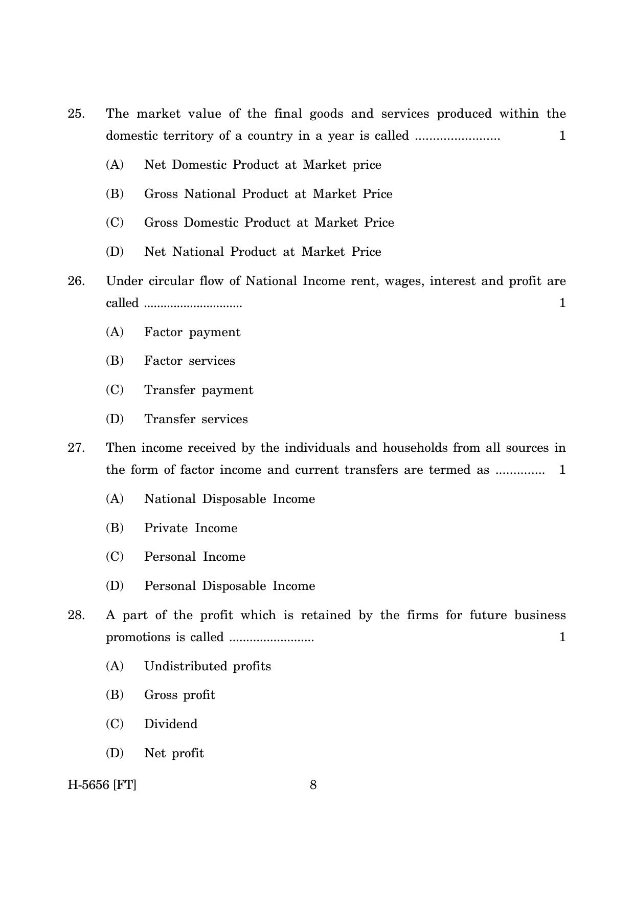 Goa Board Class 12 Economics (CWSN) (March 2022) Question Paper - Page 8