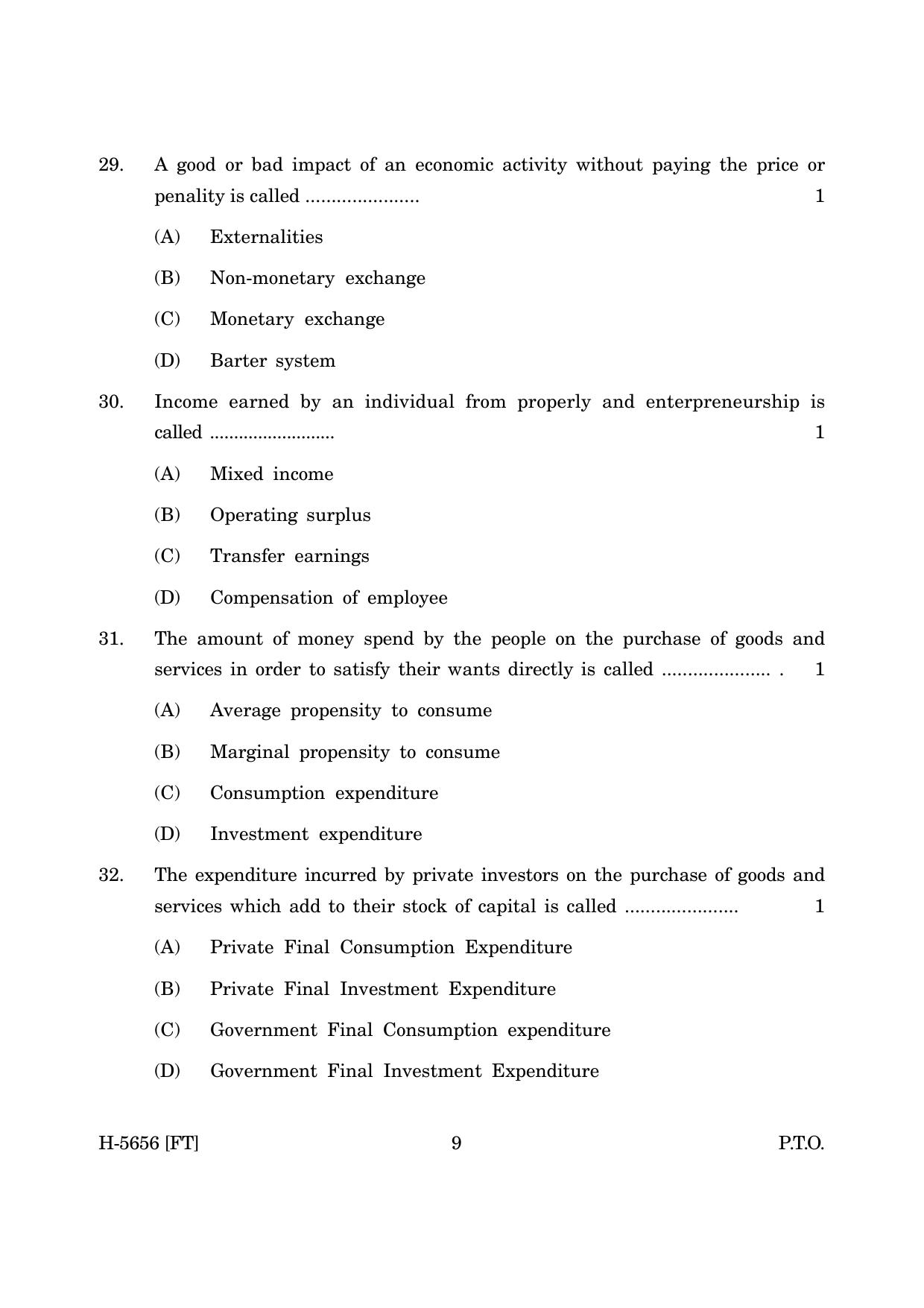 Goa Board Class 12 Economics (CWSN) (March 2022) Question Paper - Page 9