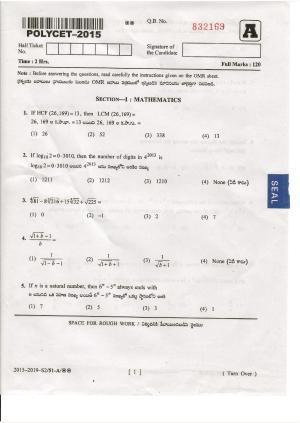 AP POLYCET 2015 Question Papers