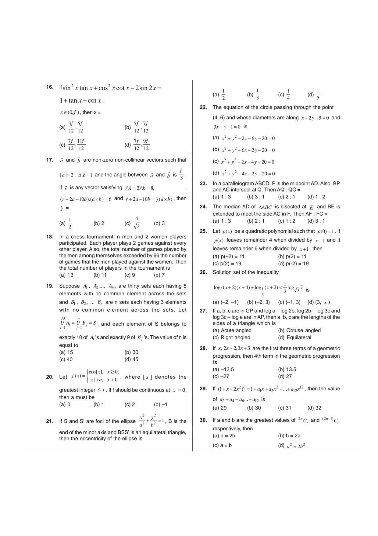 NIMCET 2019 Question Paper - Page 2