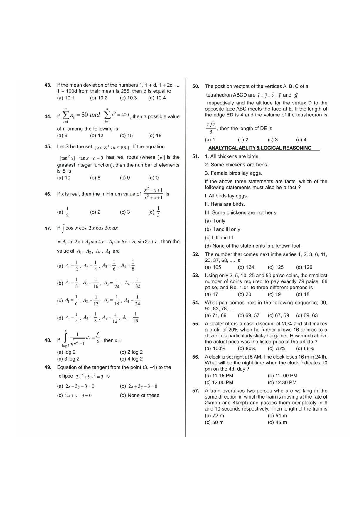 NIMCET 2019 Question Paper - Page 4
