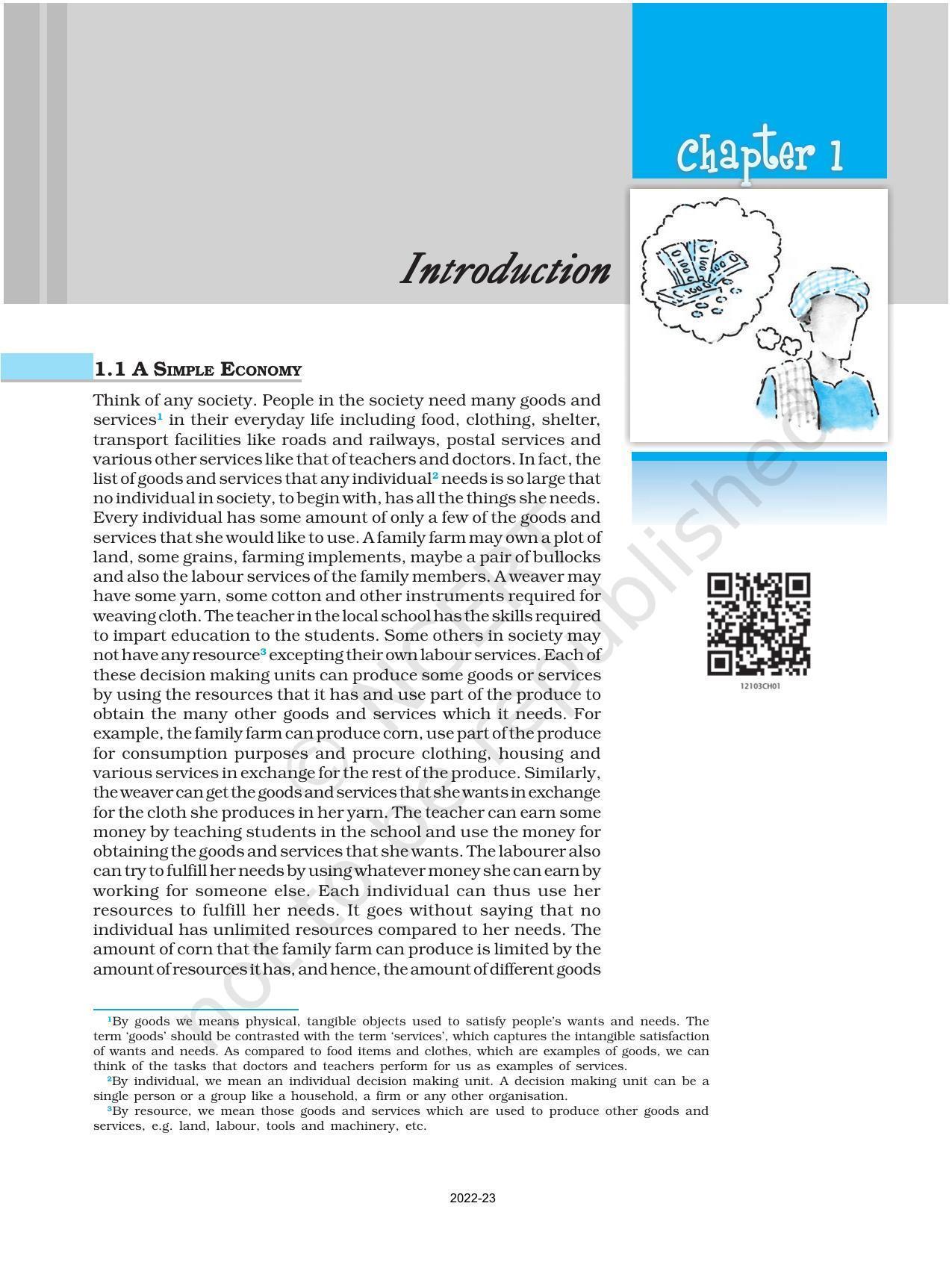 NCERT Book for Class 12 Economics (Microeconomics) Chapter 1 Introduction to Microeconomics - Page 1