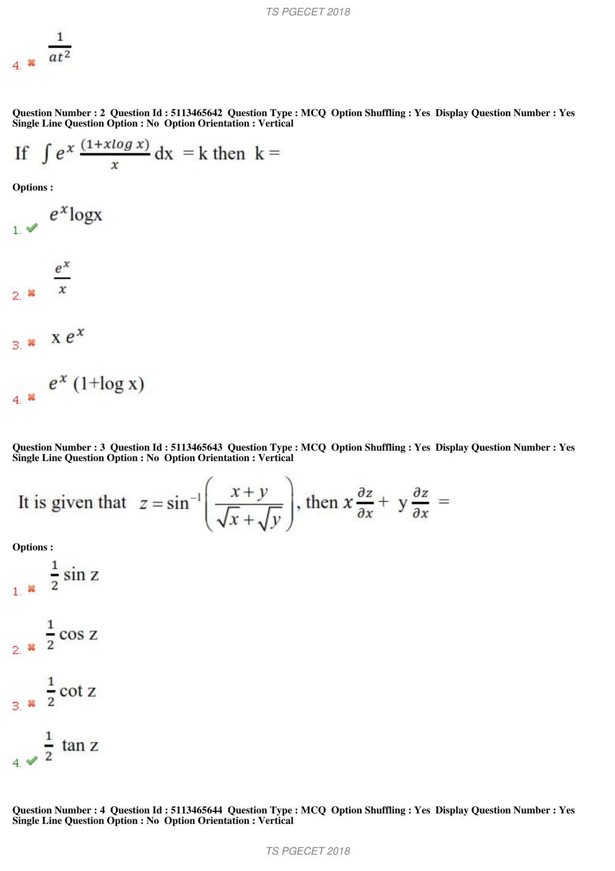 TS PGECET 2018: Bio-medical Engineering Question Papers - Page 2