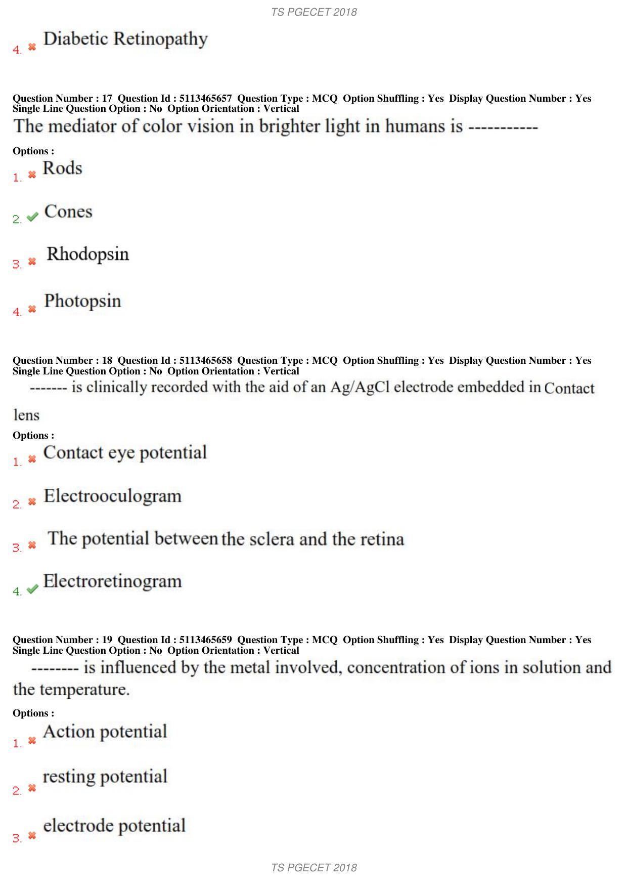 TS PGECET 2018: Bio-medical Engineering Question Papers - Page 8