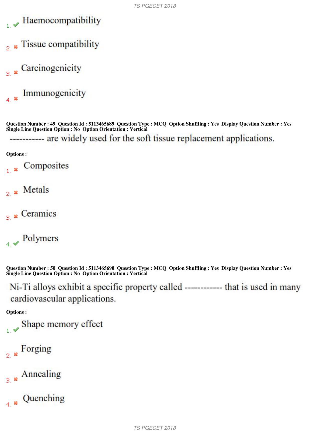 TS PGECET 2018: Bio-medical Engineering Question Papers - Page 19