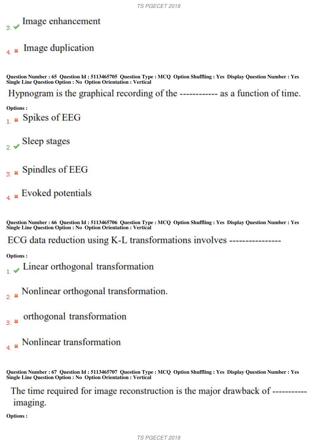 TS PGECET 2018: Bio-medical Engineering Question Papers - Page 25