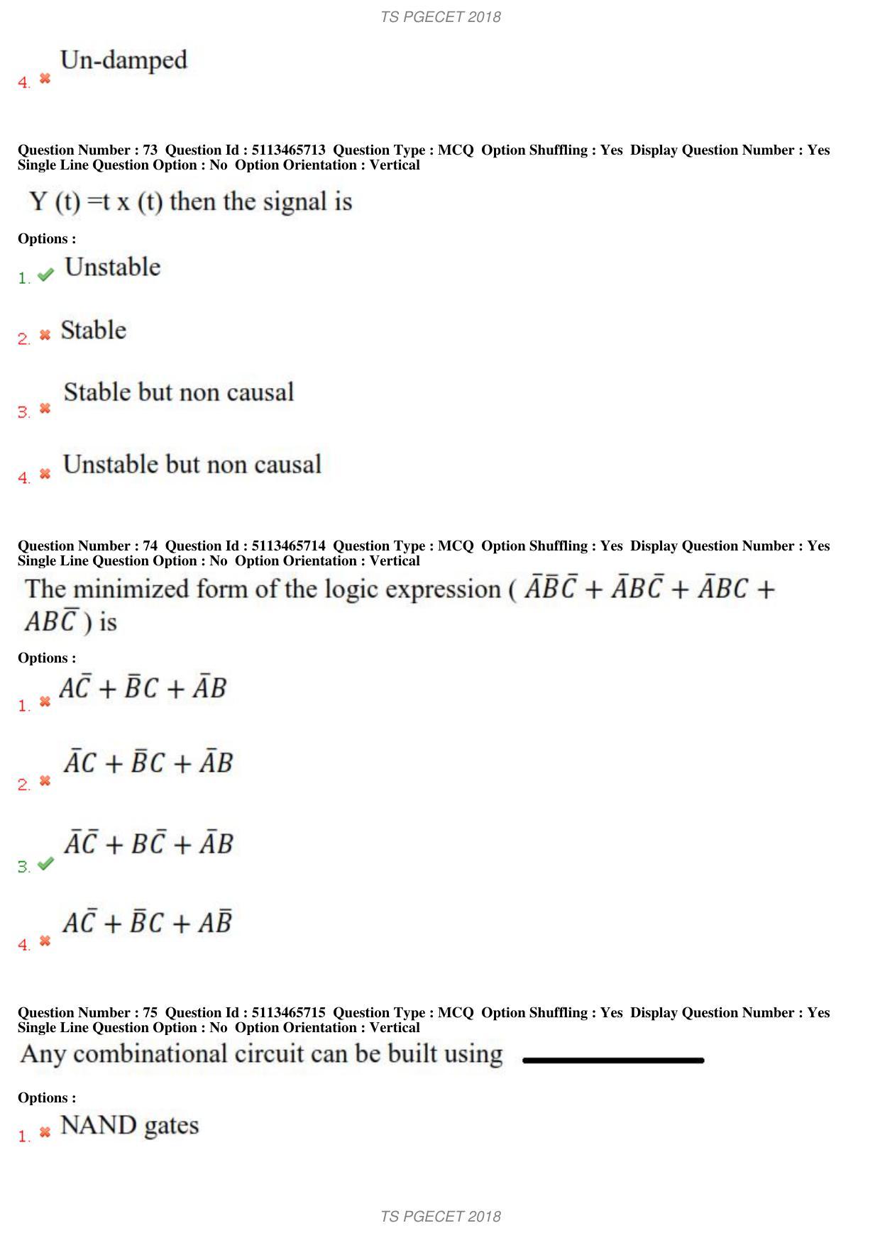 TS PGECET 2018: Bio-medical Engineering Question Papers - Page 28