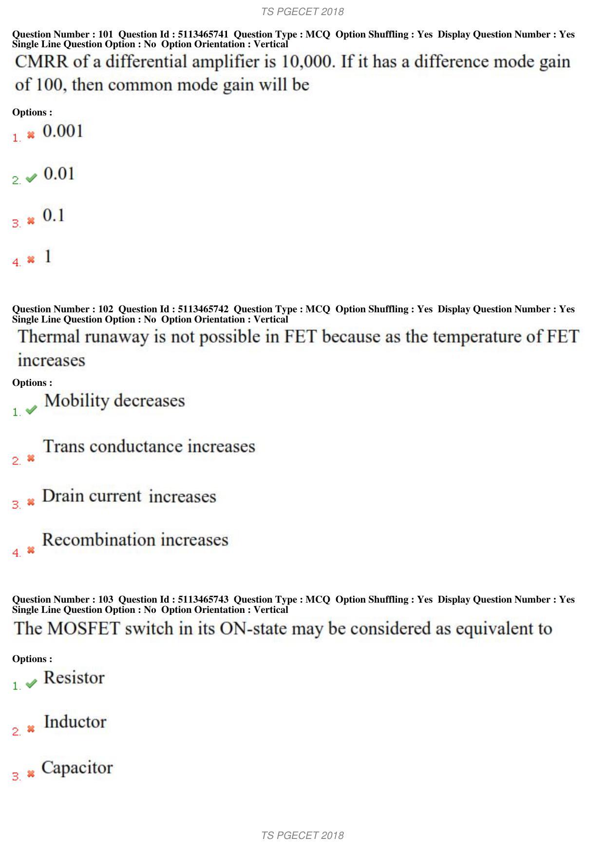 TS PGECET 2018: Bio-medical Engineering Question Papers - Page 39