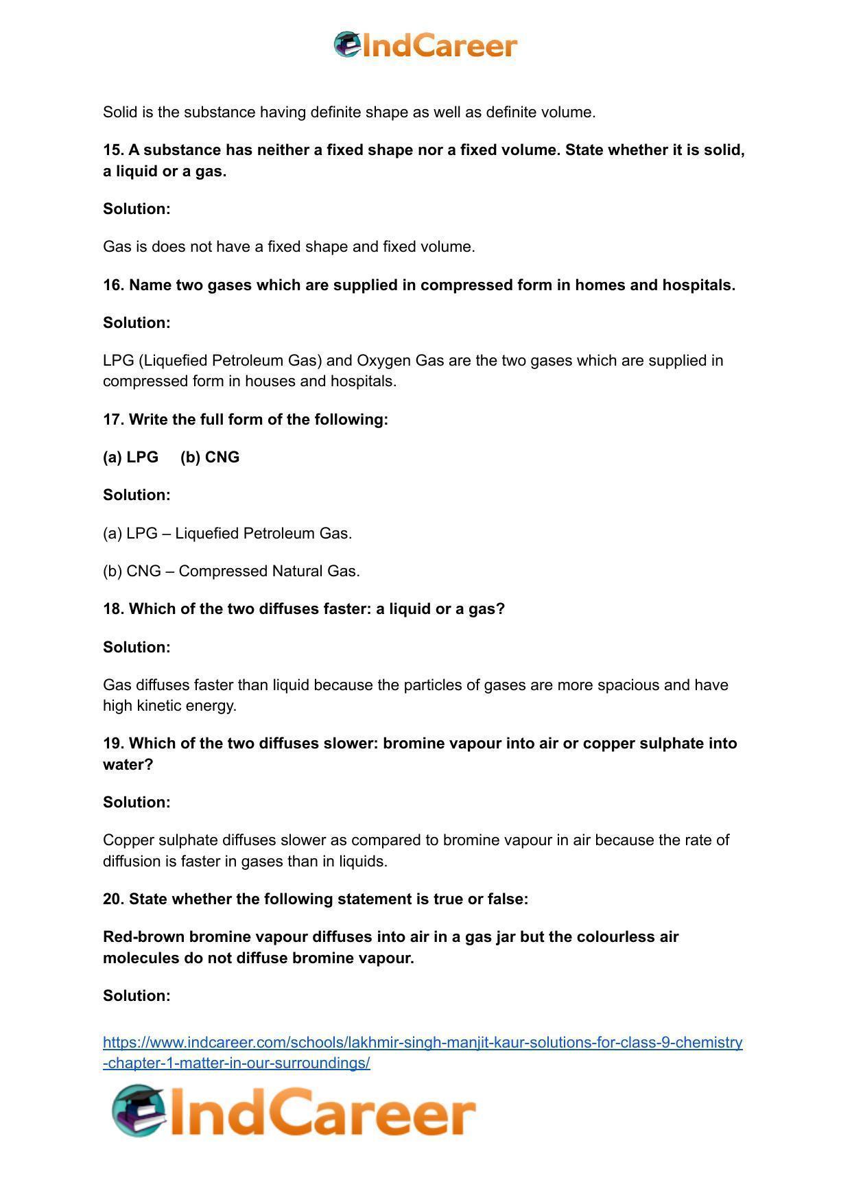 Lakhmir Singh Manjit Kaur Solutions for Class 9 Chemistry: Chapter 1- Matter In Our Surroundings - Page 5