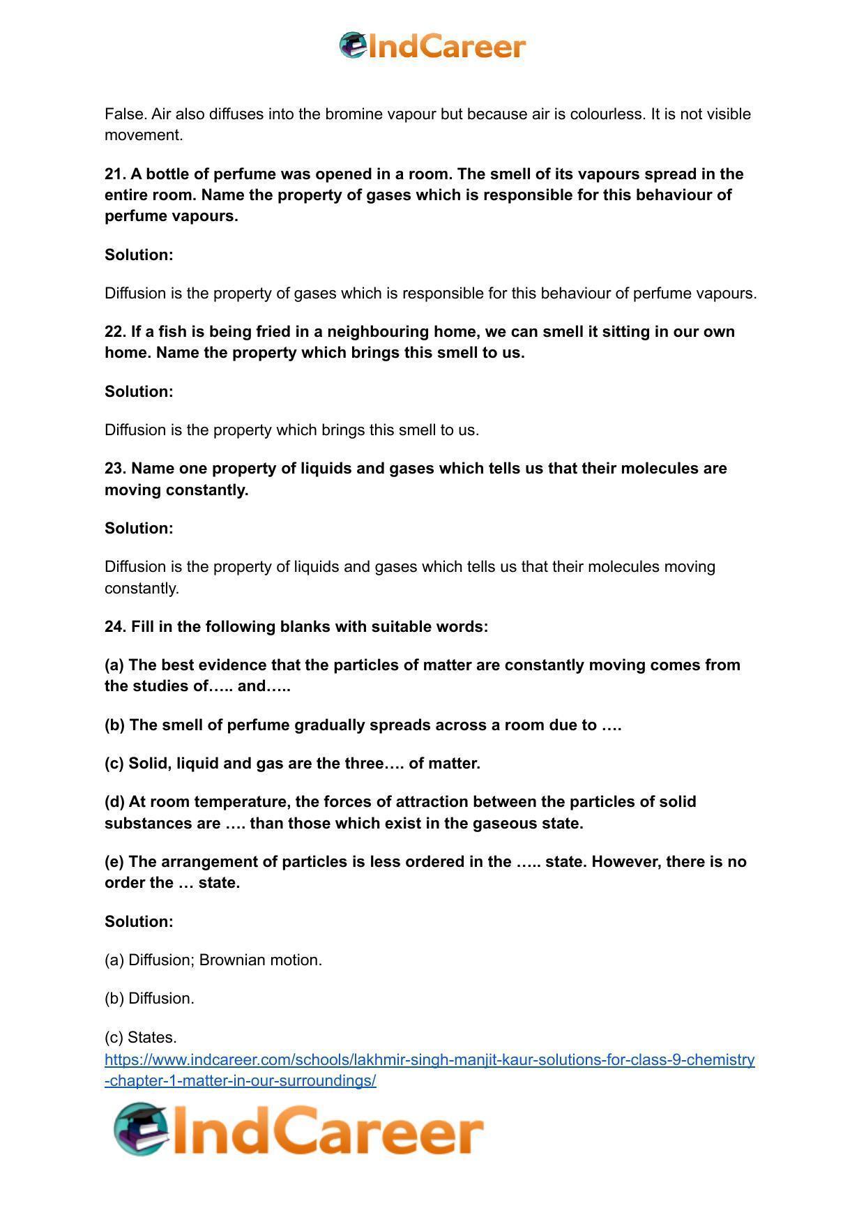 Lakhmir Singh Manjit Kaur Solutions for Class 9 Chemistry: Chapter 1- Matter In Our Surroundings - Page 6
