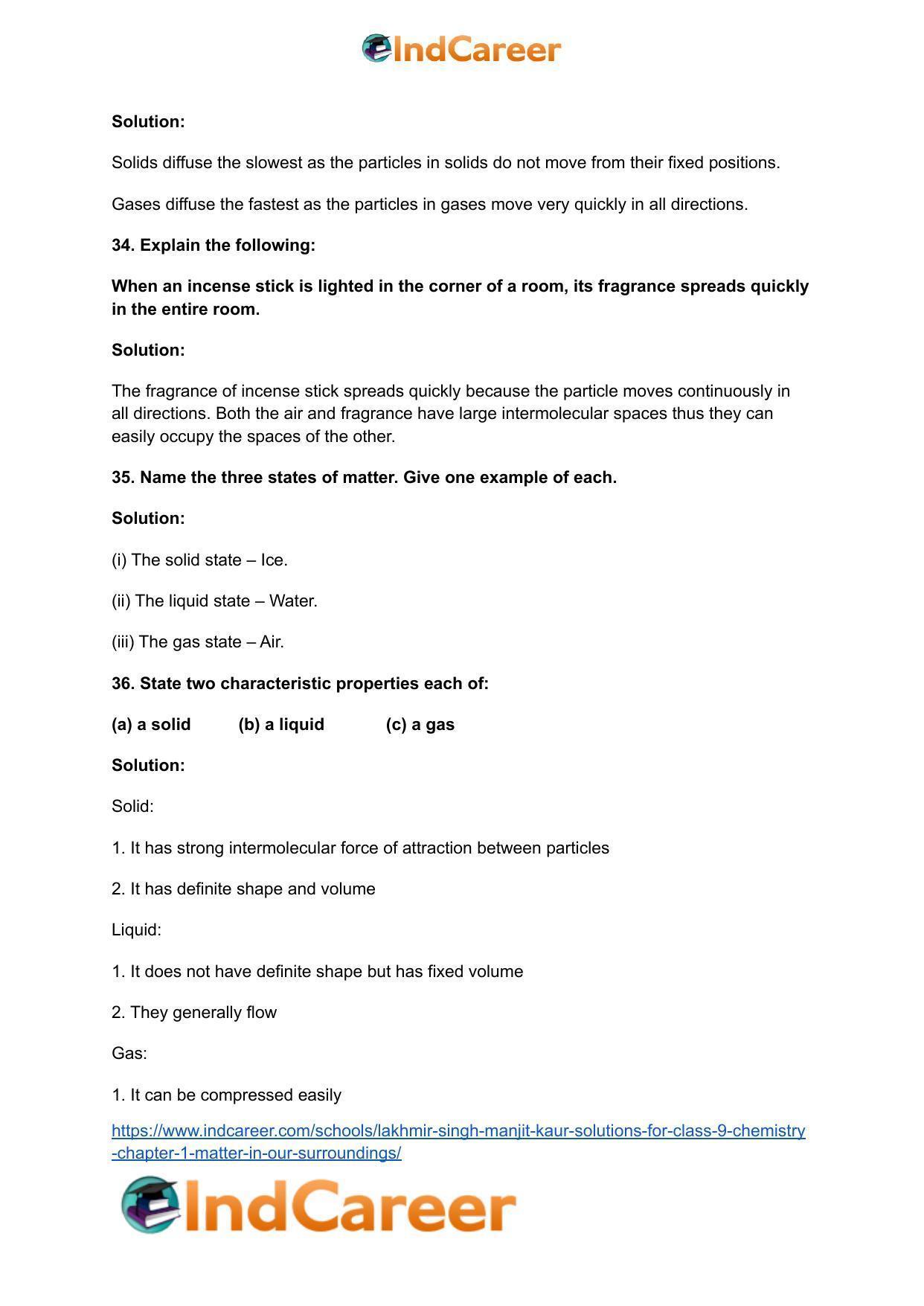 Lakhmir Singh Manjit Kaur Solutions for Class 9 Chemistry: Chapter 1- Matter In Our Surroundings - Page 9