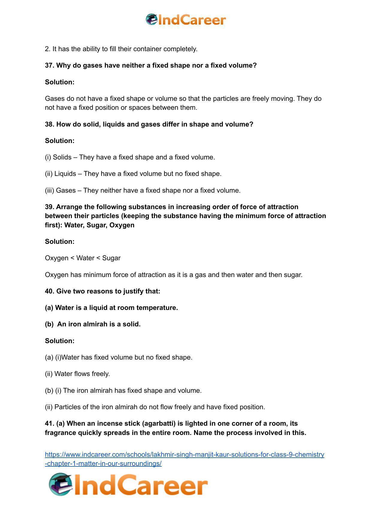 Lakhmir Singh Manjit Kaur Solutions for Class 9 Chemistry: Chapter 1- Matter In Our Surroundings - Page 10