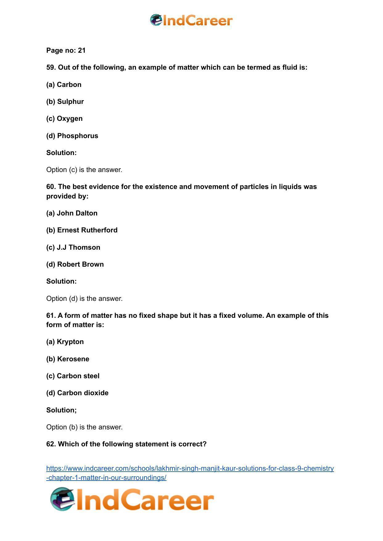 Lakhmir Singh Manjit Kaur Solutions for Class 9 Chemistry: Chapter 1- Matter In Our Surroundings - Page 17