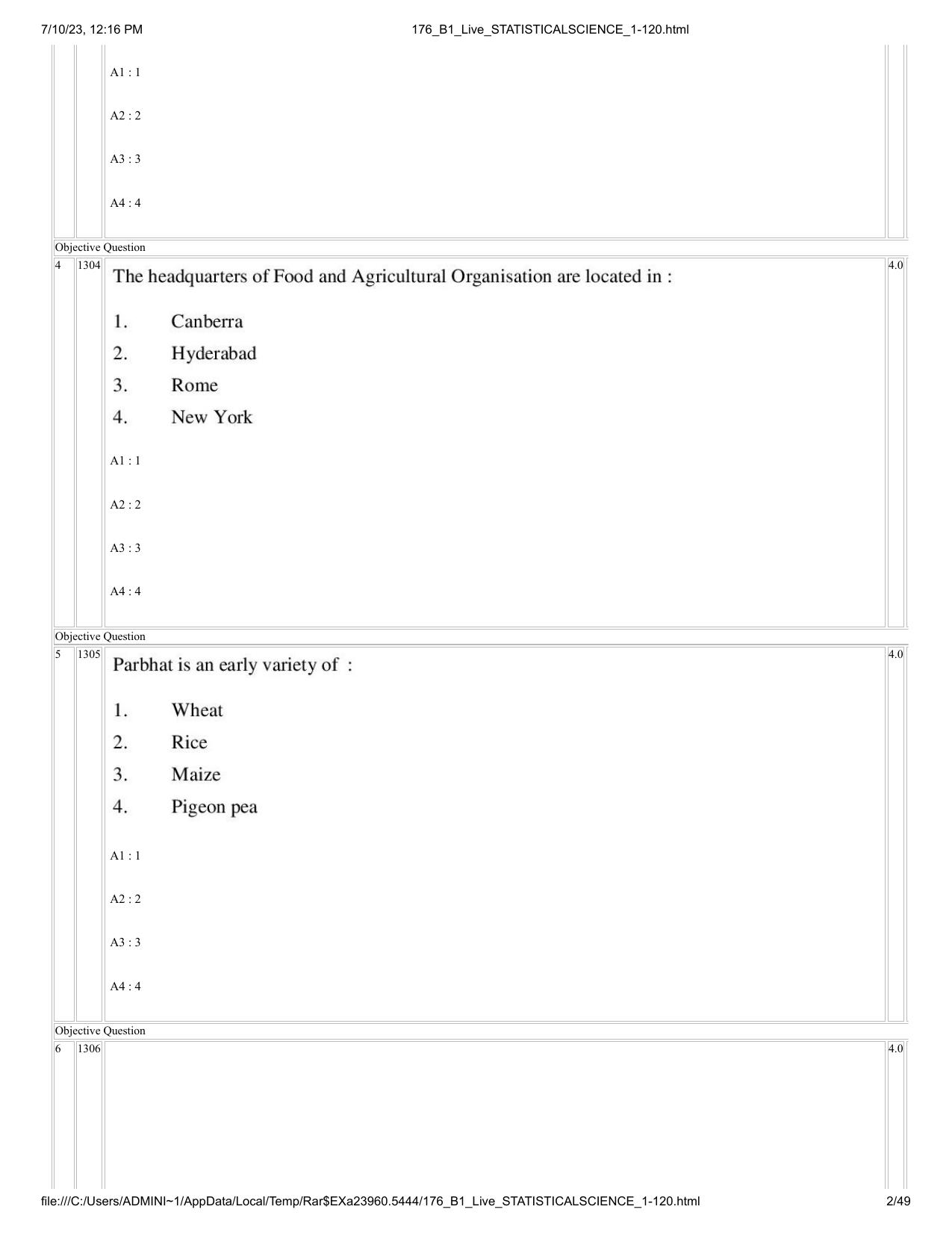 ICAR AIEEA PG 2023 STATISTICAL SCIENCE Question Paper - Page 2