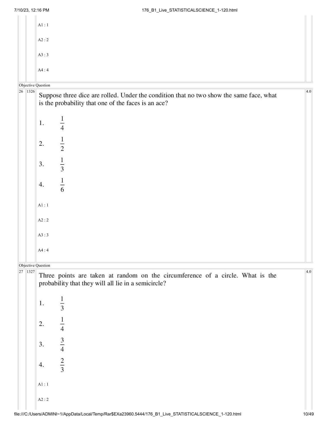 ICAR AIEEA PG 2023 STATISTICAL SCIENCE Question Paper - Page 10