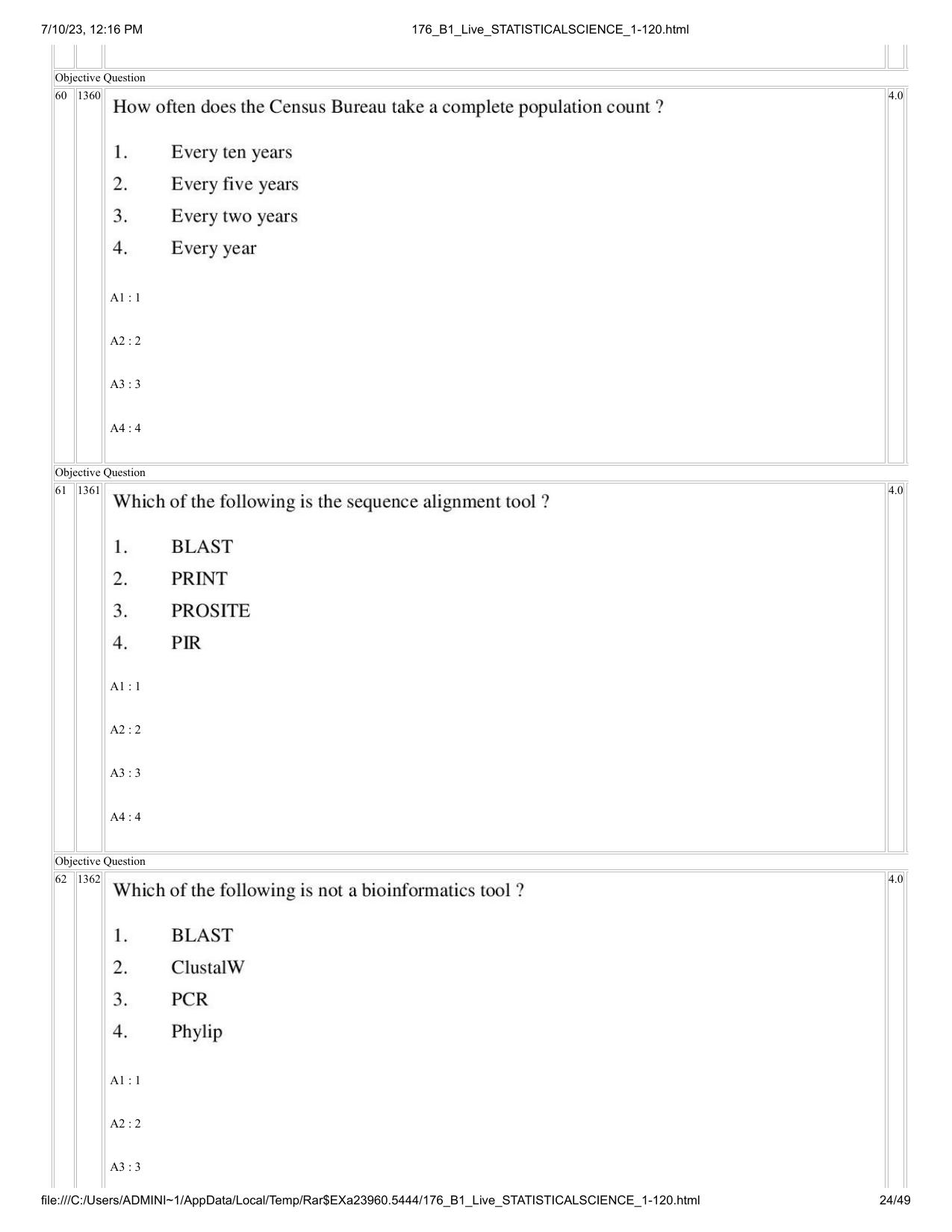 ICAR AIEEA PG 2023 STATISTICAL SCIENCE Question Paper - Page 24