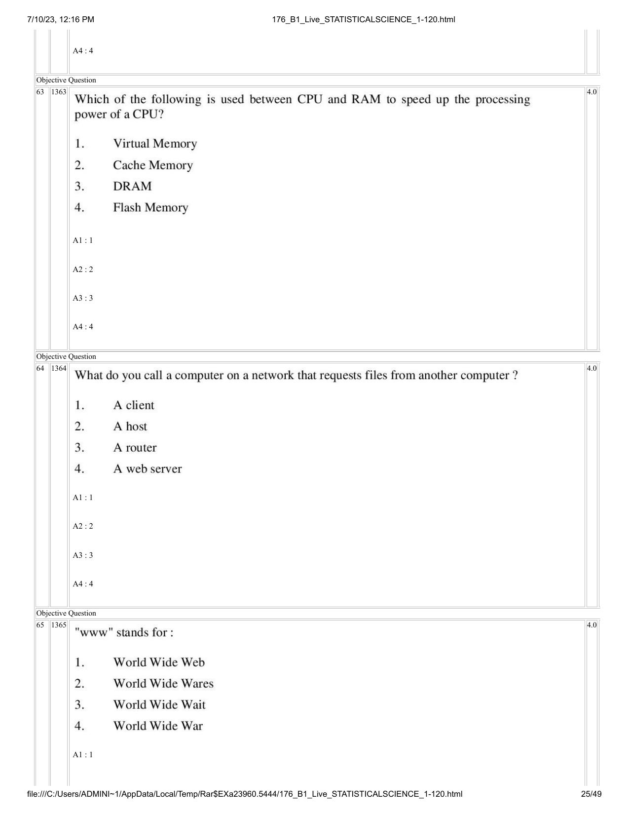 ICAR AIEEA PG 2023 STATISTICAL SCIENCE Question Paper - Page 25