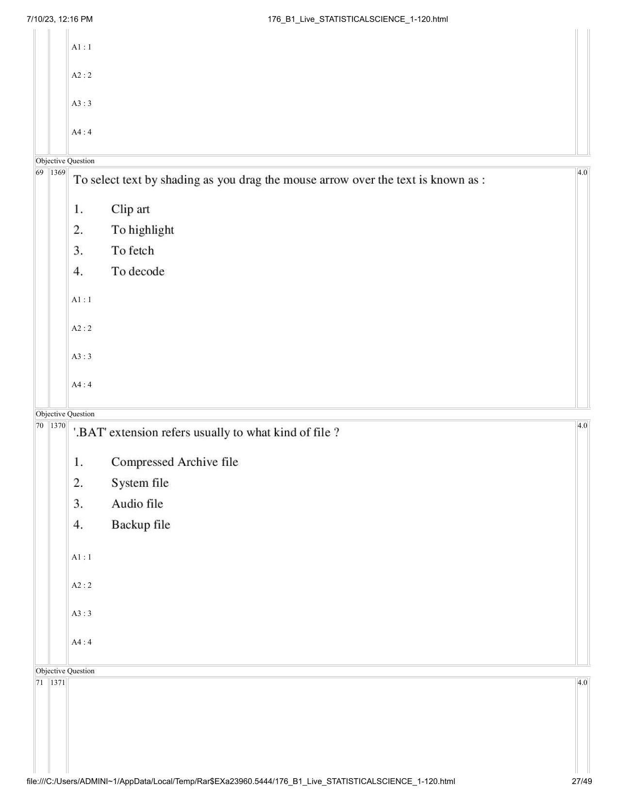 ICAR AIEEA PG 2023 STATISTICAL SCIENCE Question Paper - Page 27