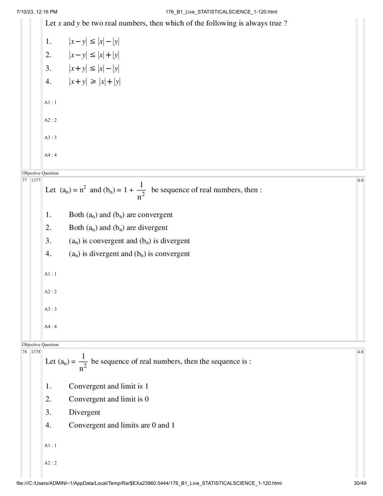 ICAR AIEEA PG 2023 STATISTICAL SCIENCE Question Paper - Page 30