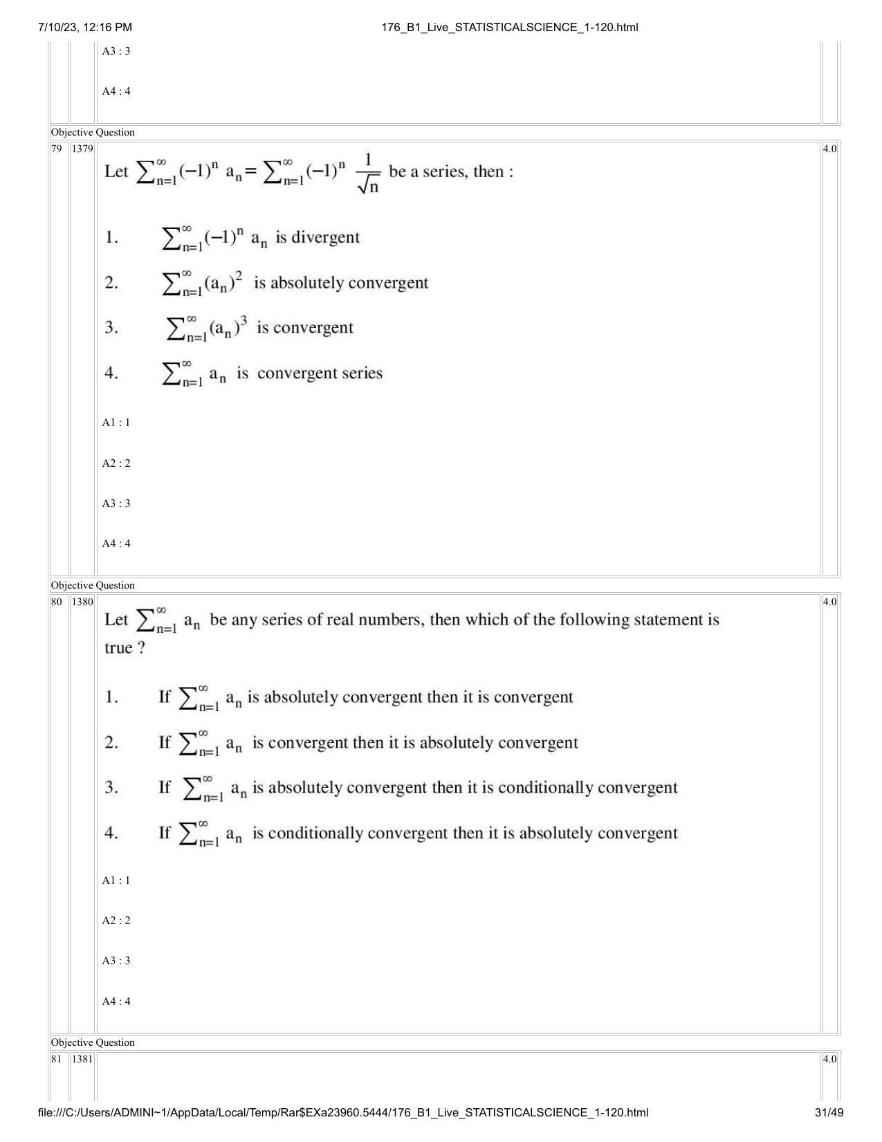 ICAR AIEEA PG 2023 STATISTICAL SCIENCE Question Paper - Page 31
