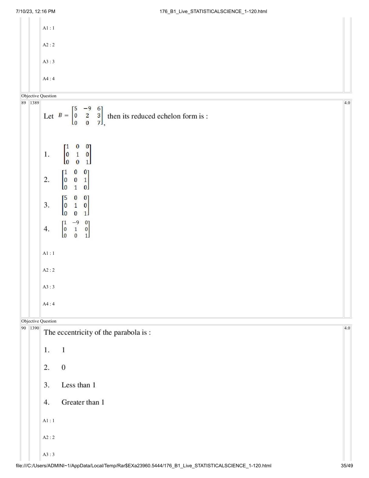 ICAR AIEEA PG 2023 STATISTICAL SCIENCE Question Paper - Page 35