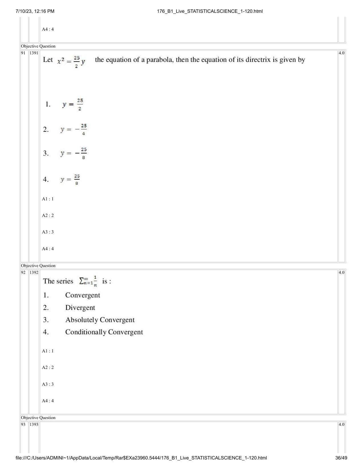 ICAR AIEEA PG 2023 STATISTICAL SCIENCE Question Paper - Page 36