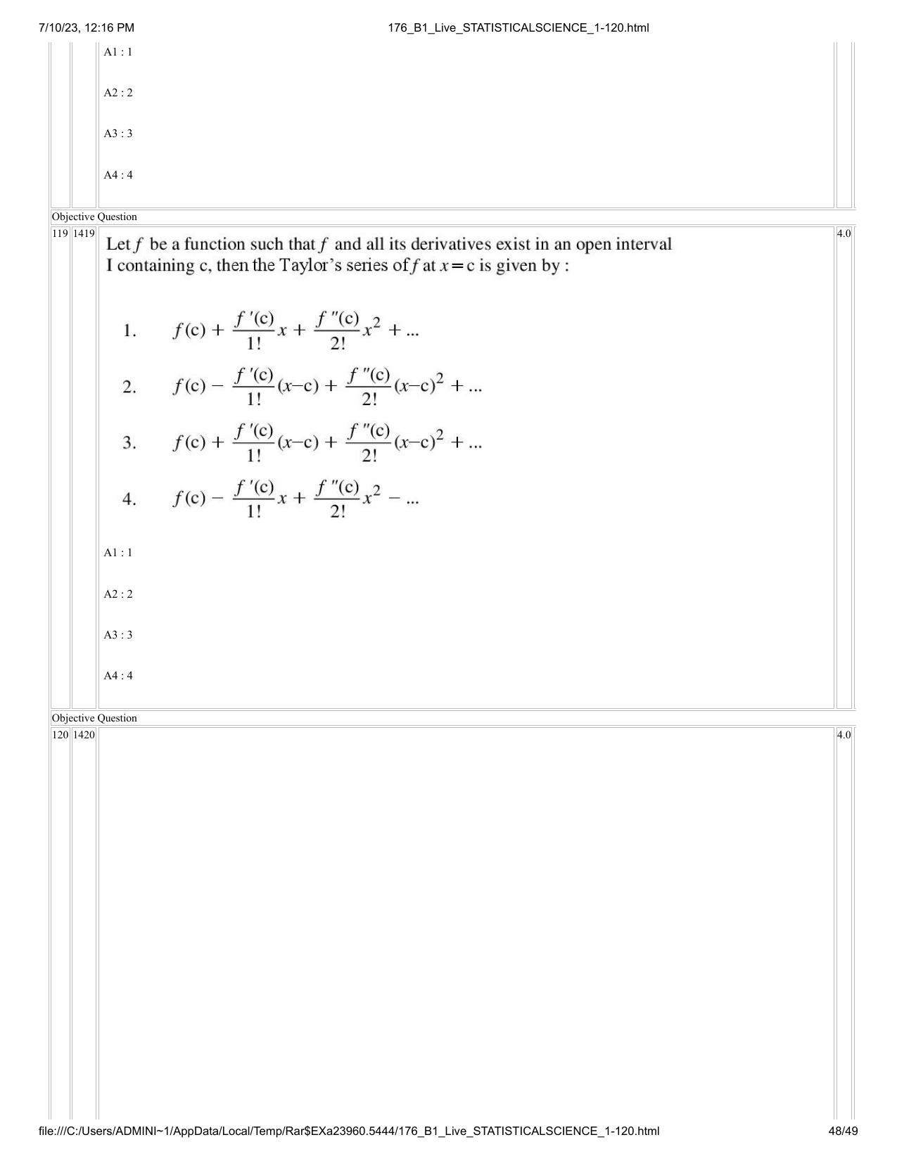 ICAR AIEEA PG 2023 STATISTICAL SCIENCE Question Paper - Page 48
