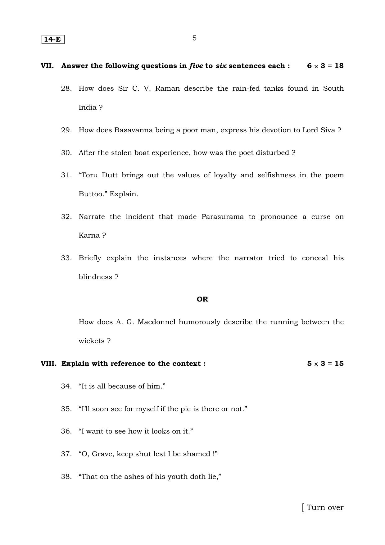 Karnataka SSLC English (First Language) Set 2 Model Question Paper 2025 - Page 5