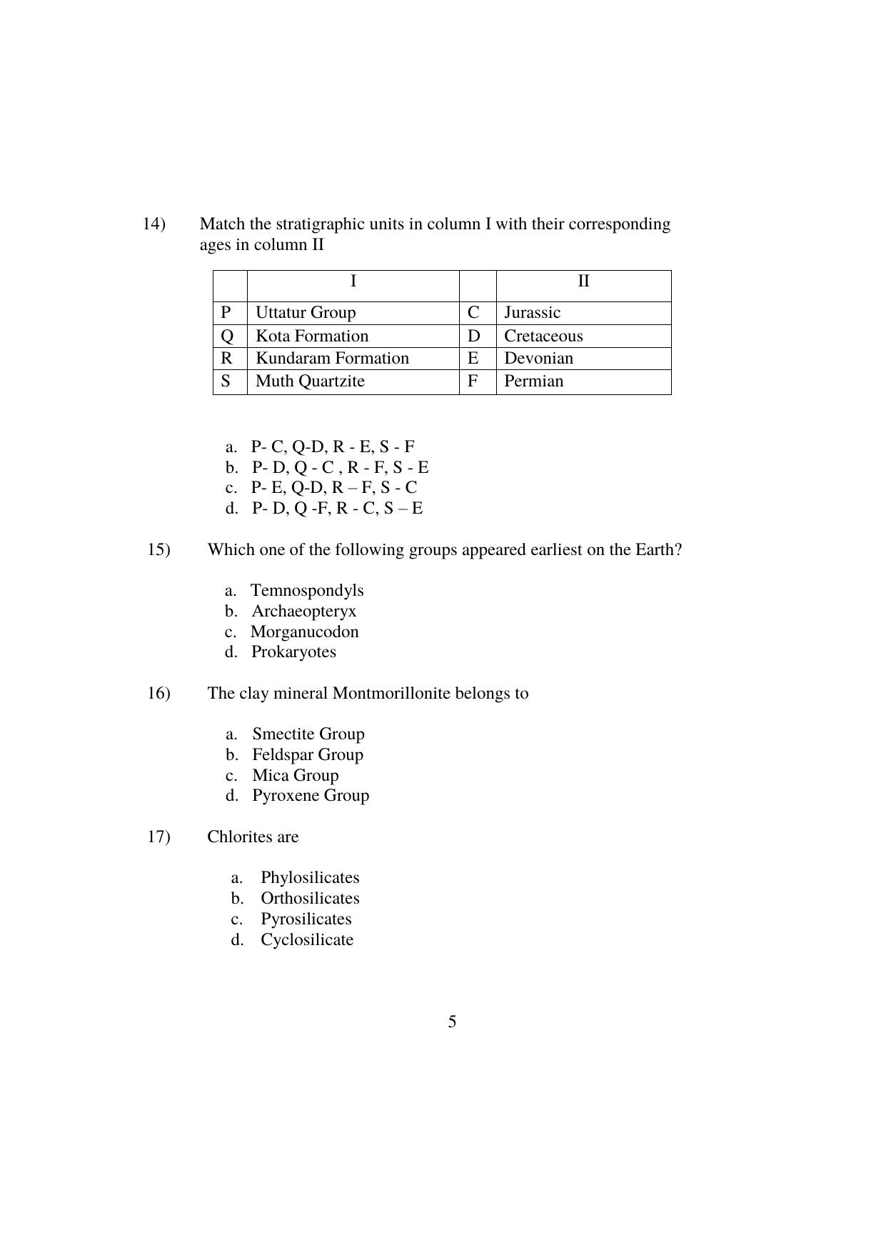 ISI Admission Test JRF in Geology (GEB)  2024 Sample Paper - Page 4