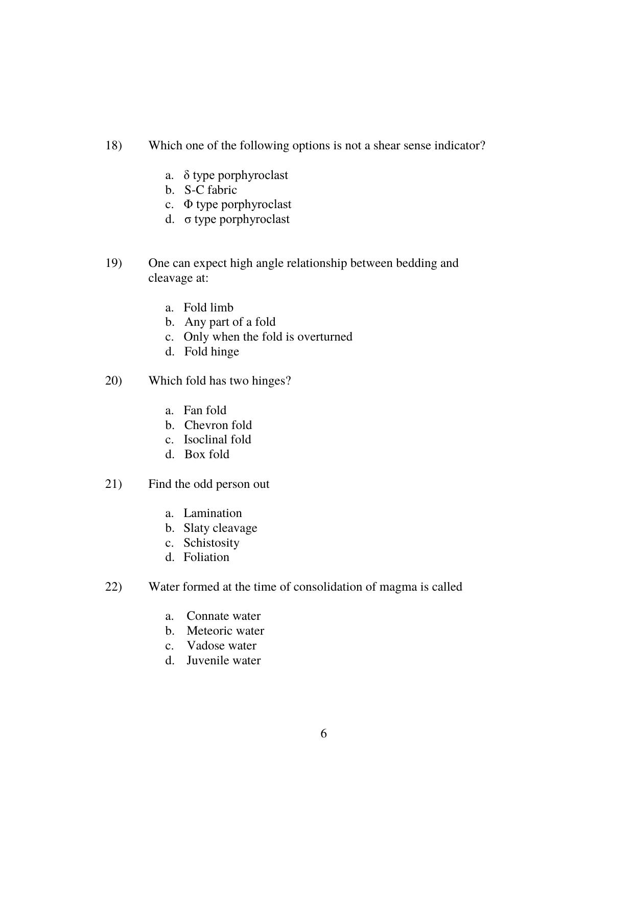 ISI Admission Test JRF in Geology (GEB)  2024 Sample Paper - Page 5