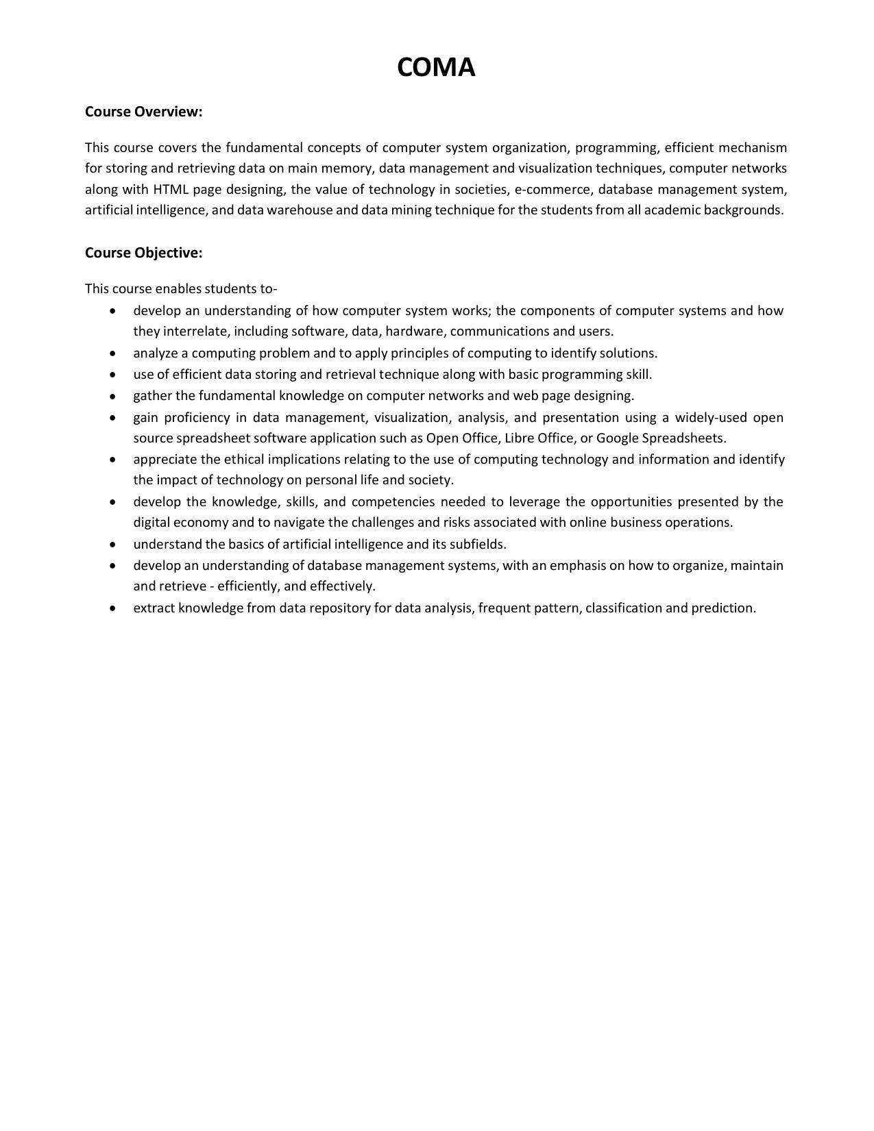 WBCHSE Class 11 & 12 Syllabus for Modern Computer Application (COMA) (SET II) - Page 2