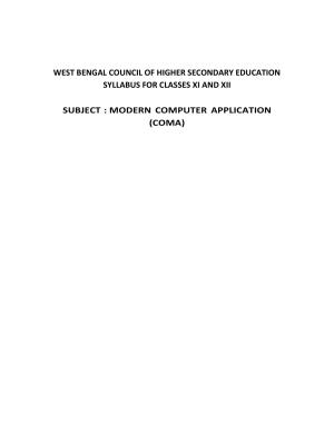 WBCHSE Class 11 & 12 Syllabus for Modern Computer Application (COMA) (SET II)