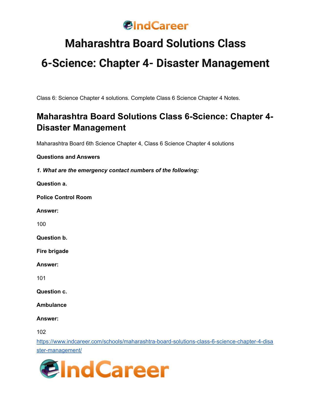 Maharashtra Board Solutions Class 6-Science: Chapter 4- Disaster Management - Page 2