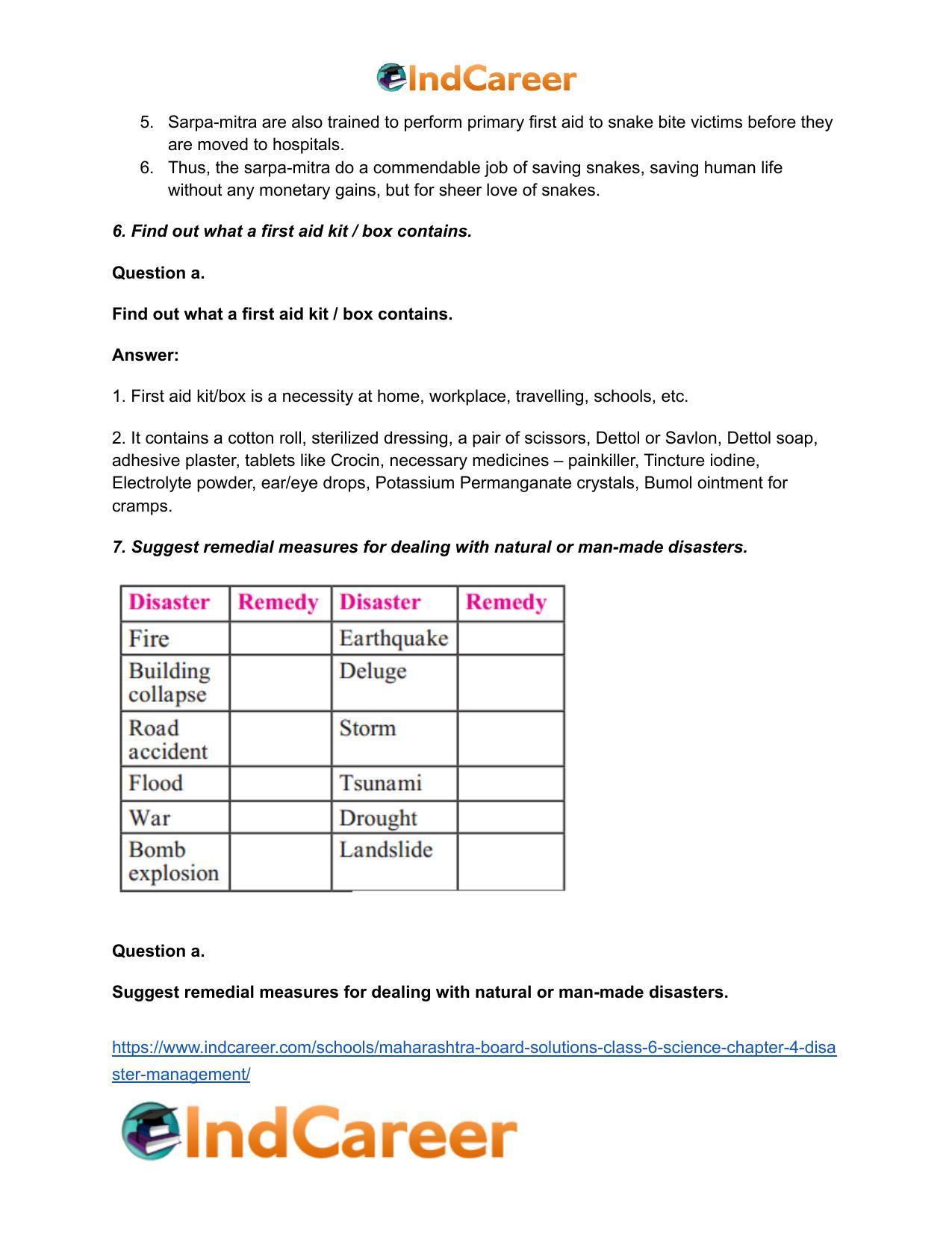 Maharashtra Board Solutions Class 6-Science: Chapter 4- Disaster Management - Page 8