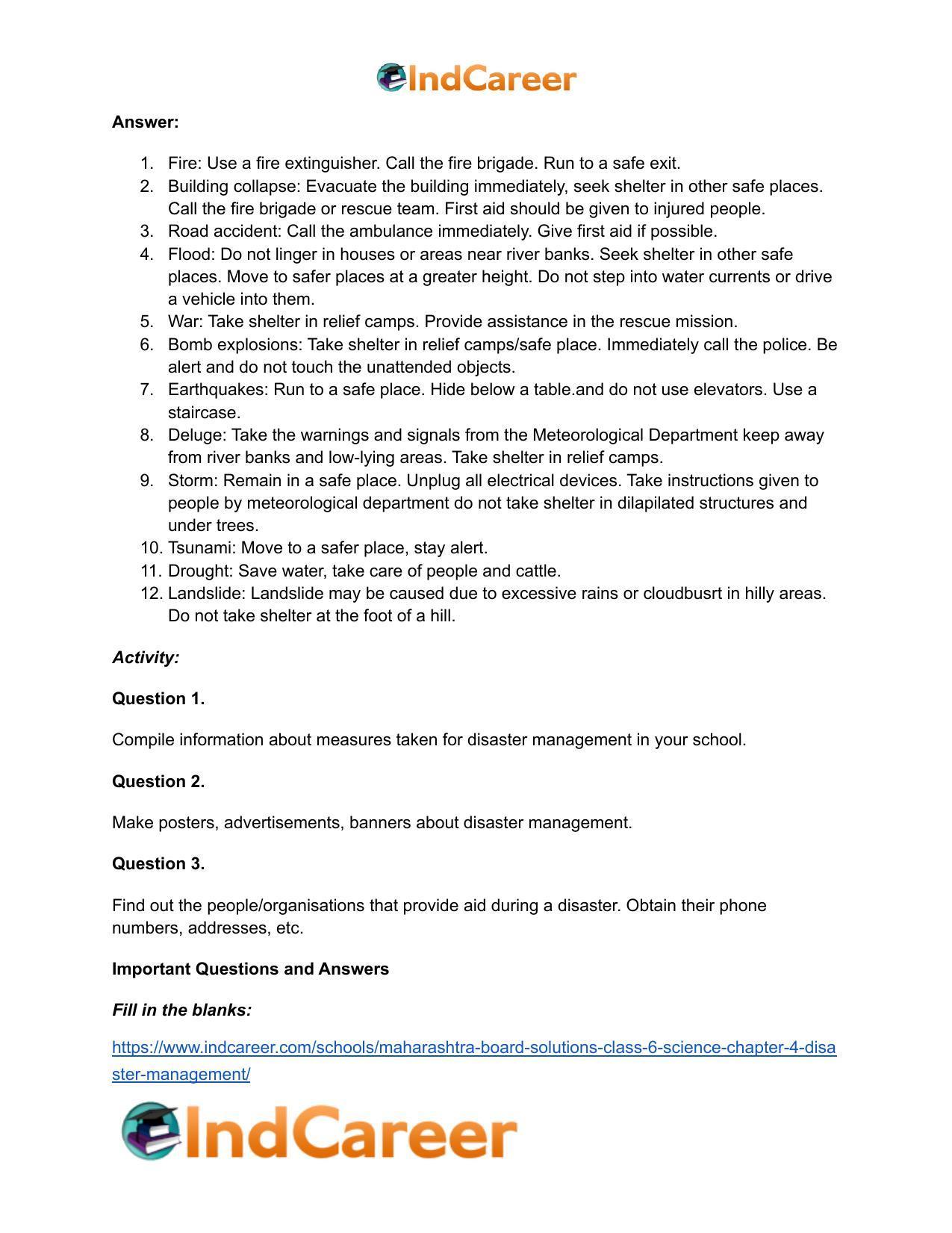 Maharashtra Board Solutions Class 6-Science: Chapter 4- Disaster Management - Page 9