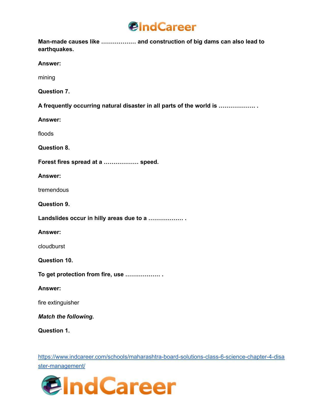 Maharashtra Board Solutions Class 6-Science: Chapter 4- Disaster Management - Page 11