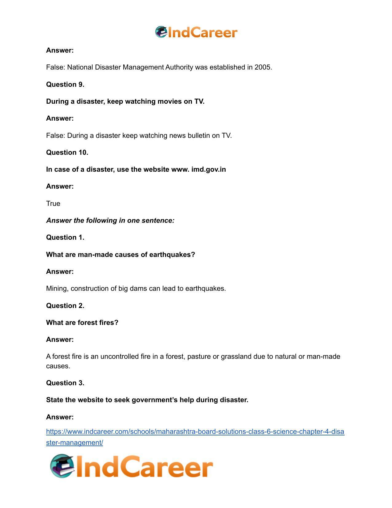 Maharashtra Board Solutions Class 6-Science: Chapter 4- Disaster Management - Page 14