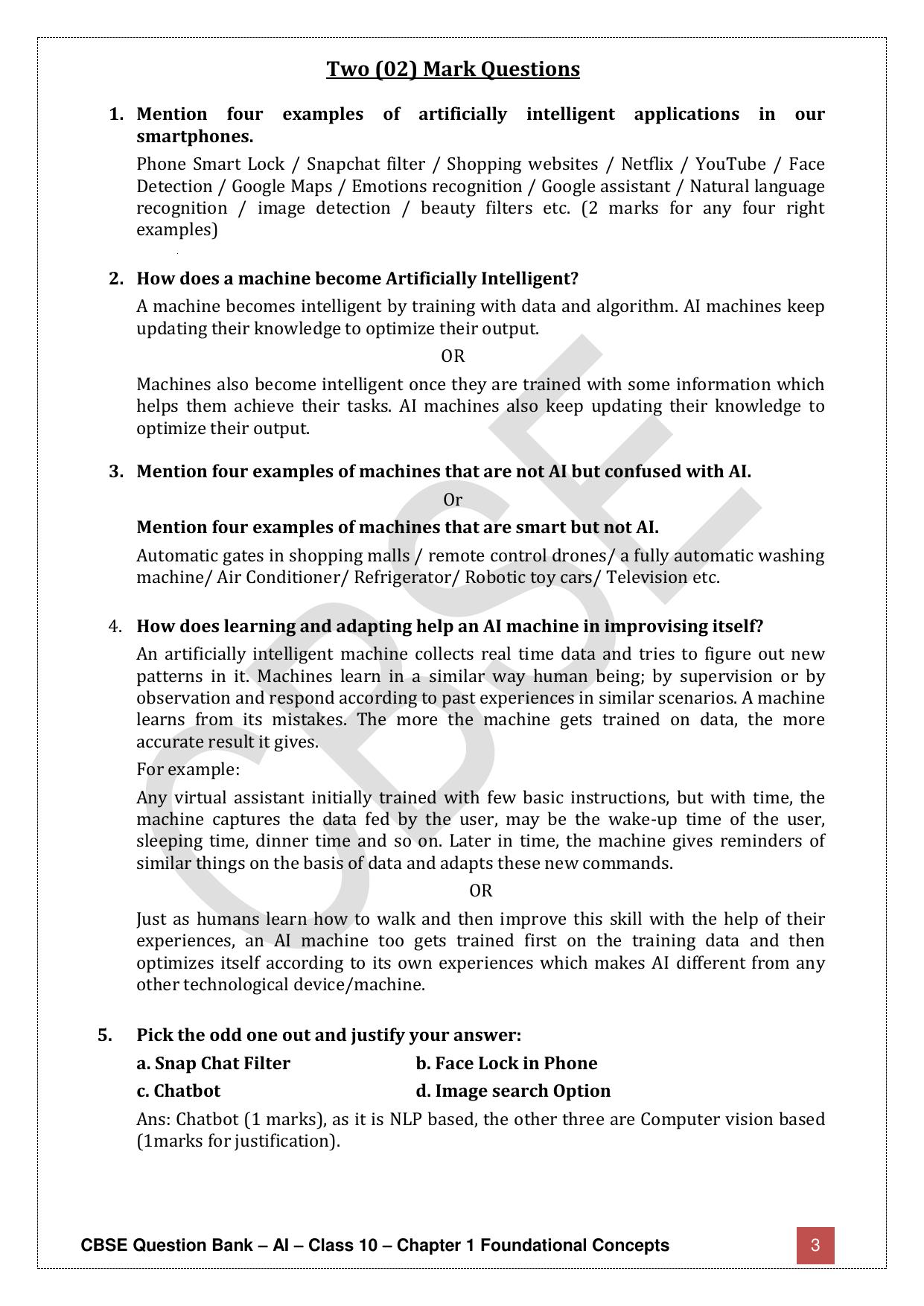 CBSE Class 10 Artificial Intelligence - Chapter 1 Question Bank - Page 3