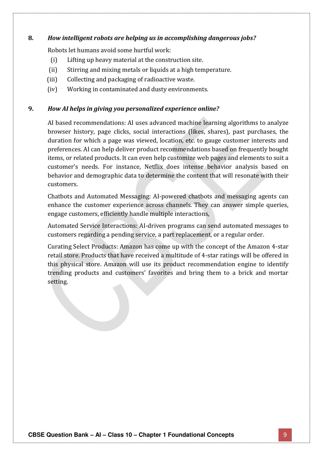 CBSE Class 10 Artificial Intelligence - Chapter 1 Question Bank - Page 9