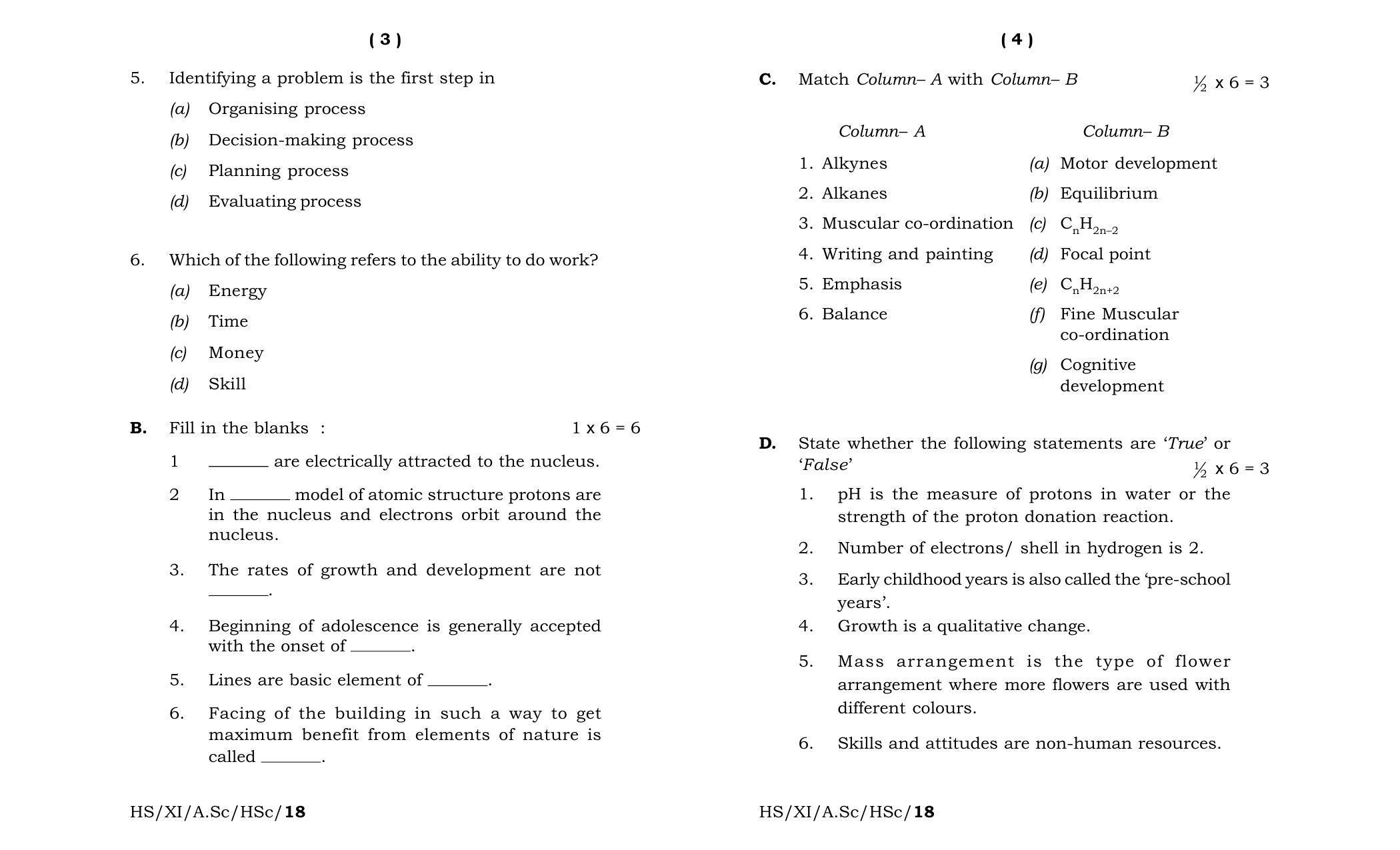 Meghalaya Board (MBOSE) Class 11 Home_Science 2018 Question Paper - Page 2