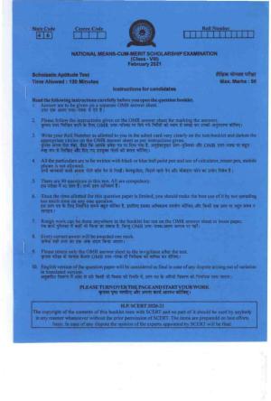 Himachal Pradesh NMMS SAT 2021 Question Paper
