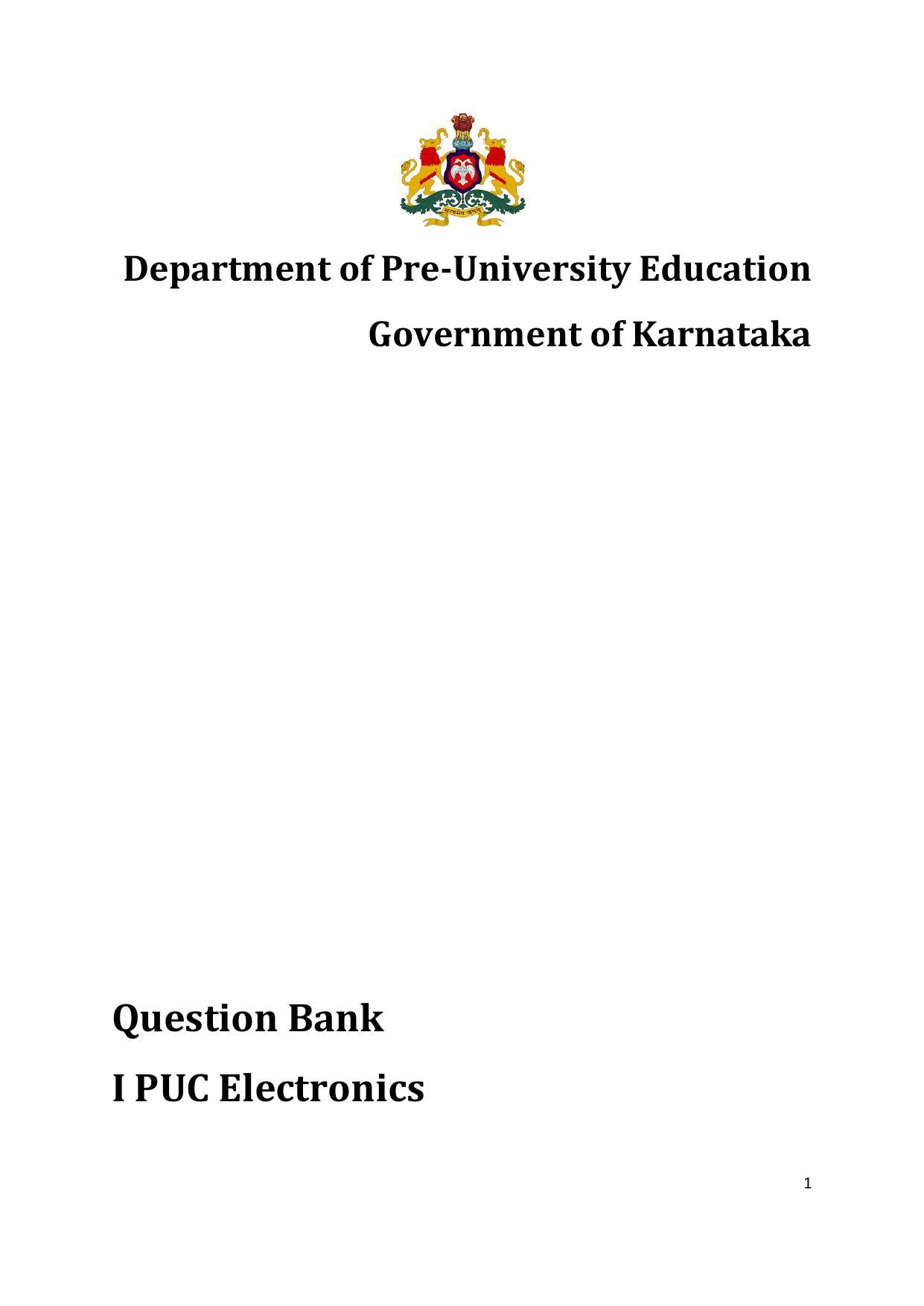 Karnataka 1st PUC Question Bank for Electronics - Page 1