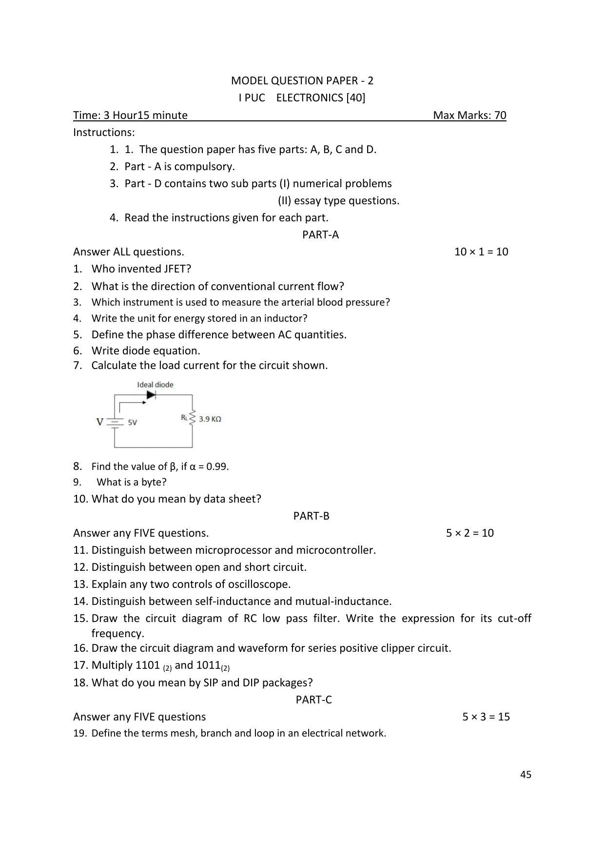 Karnataka 1st PUC Question Bank for Electronics - Page 45