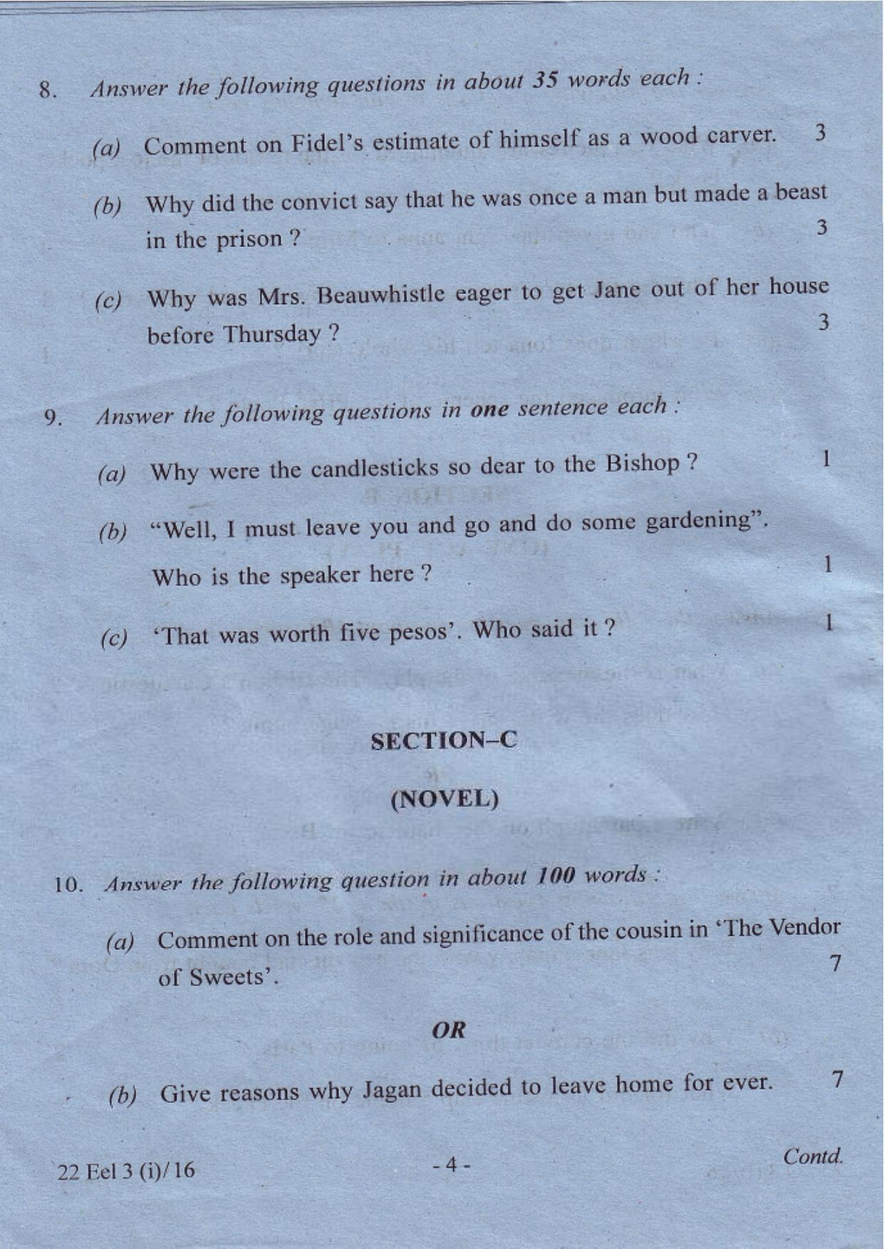 COHSEM Class 12 Elective English 2016 Question Papers - Page 4