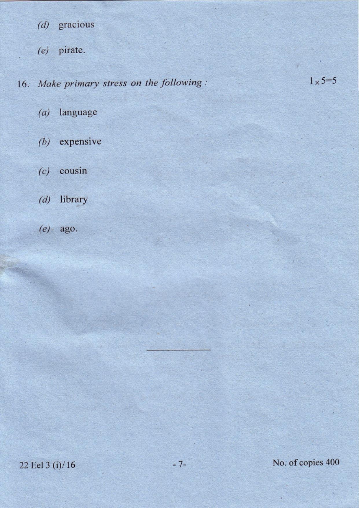 COHSEM Class 12 Elective English 2016 Question Papers - Page 7