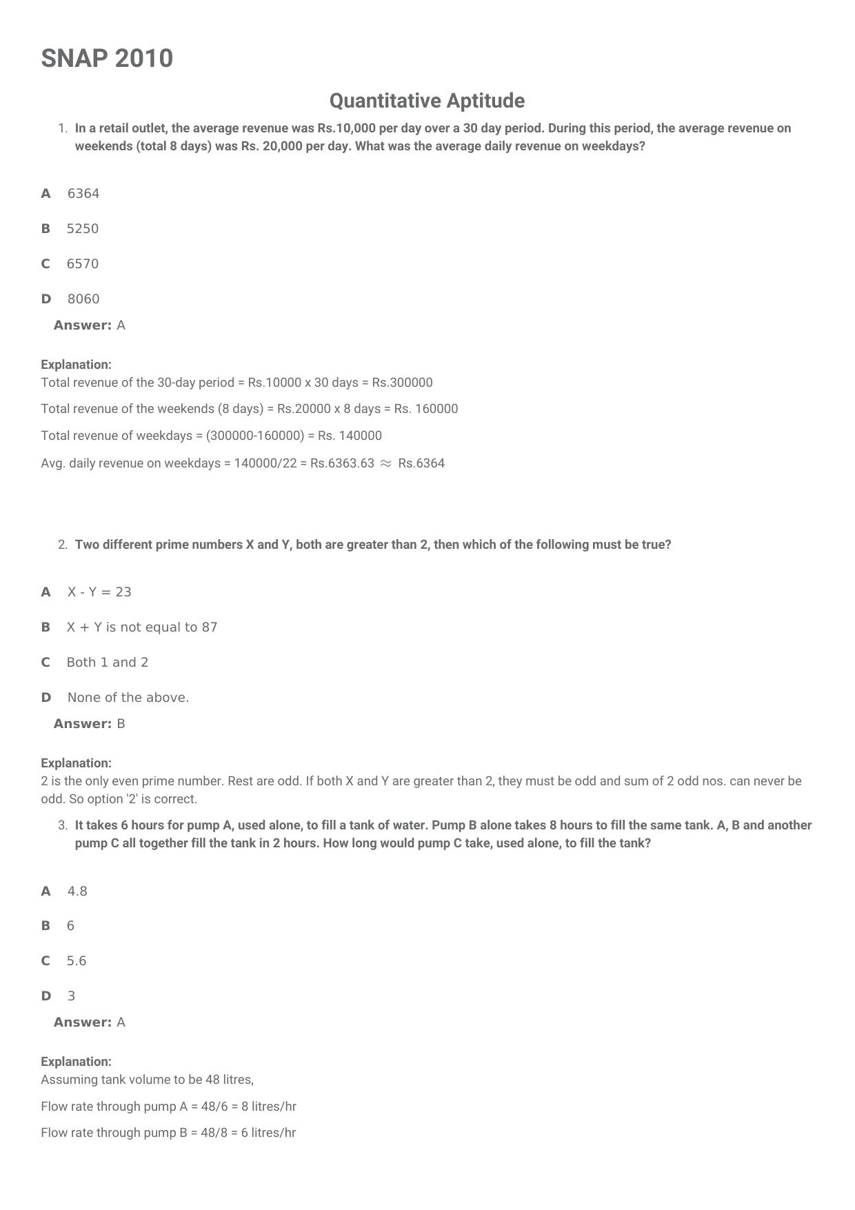SNAP 2010 Question Paper with Solution - Page 1