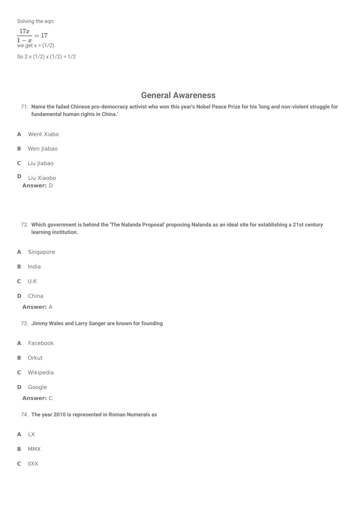 SNAP 2010 Question Paper with Solution - Page 32