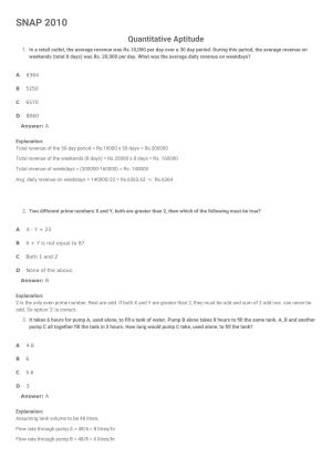 SNAP 2010 Question Paper with Solution